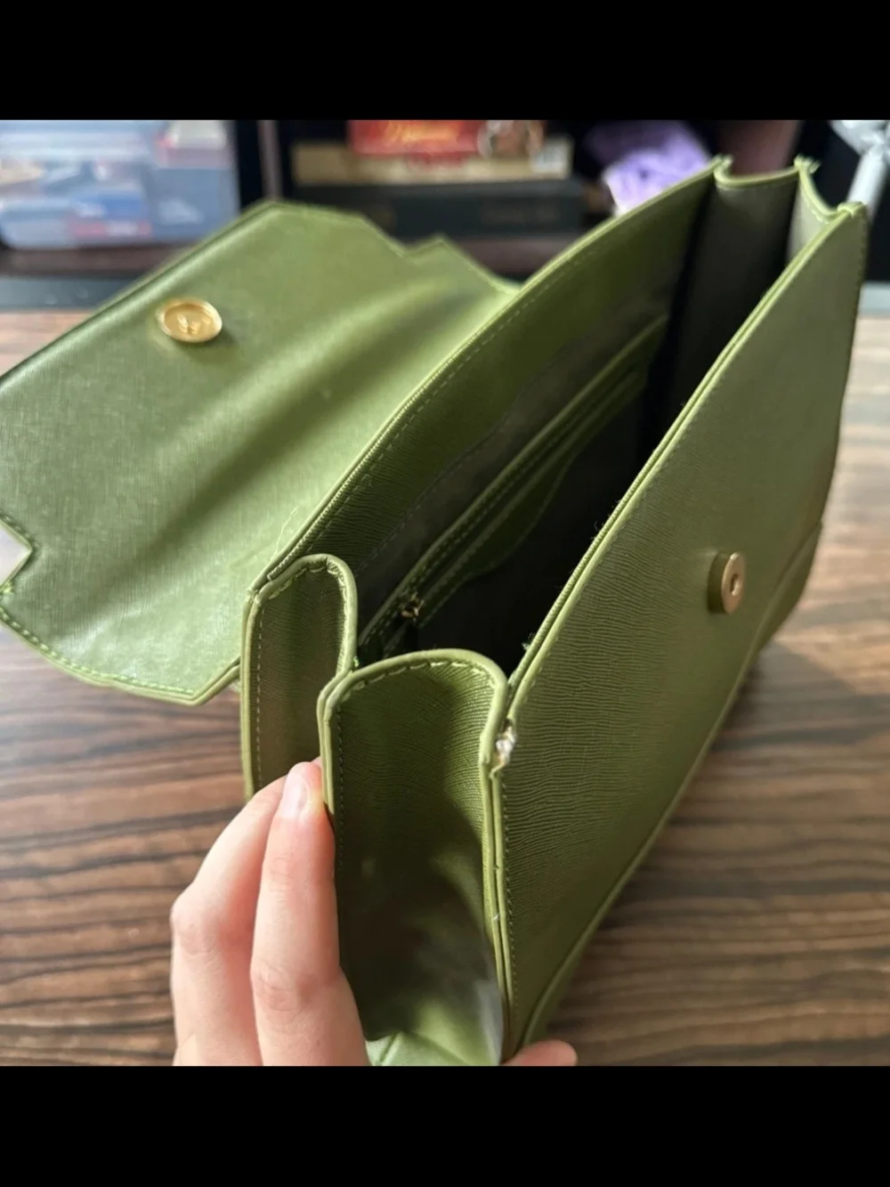Trina Turk Olive Green Structured Top-Handle Satchel